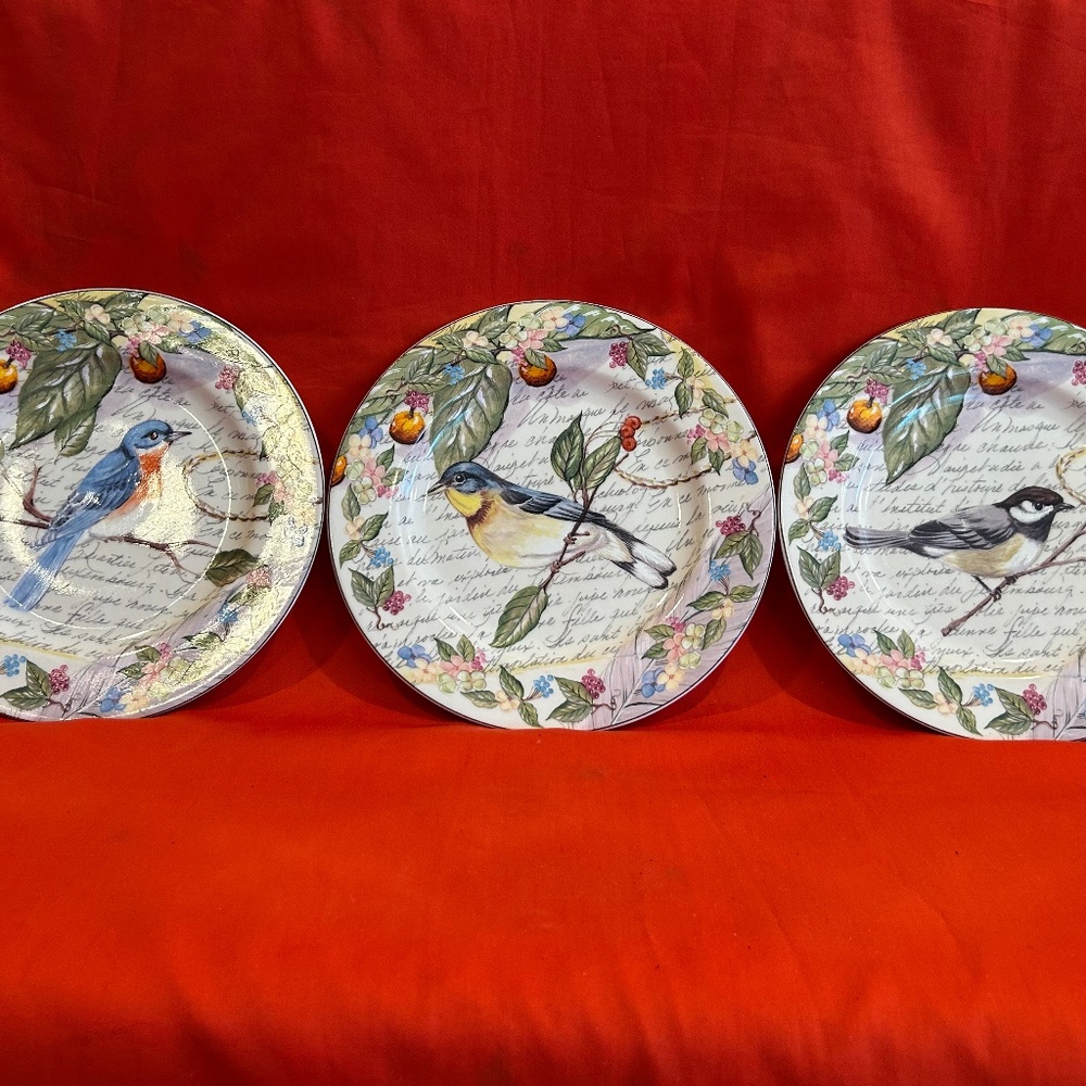 Set of 3 American Atelier Morning Song Porcelain Plates